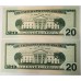 UNITED STATES OF AMERICA 2004 . TWENTY 20 DOLLARS BANKNOTES . STAR NOTES